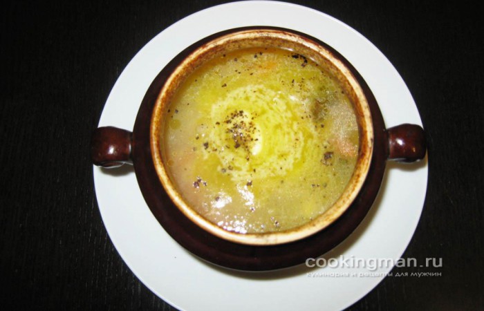 Суп из осетрины в горшочках