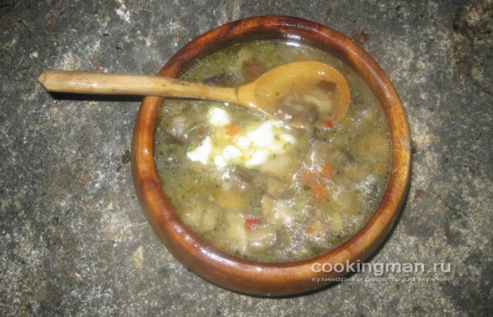 Суп с грибами (маслята)