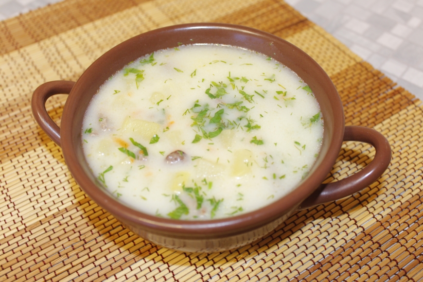 Фото сырного супа с куриными сердечками