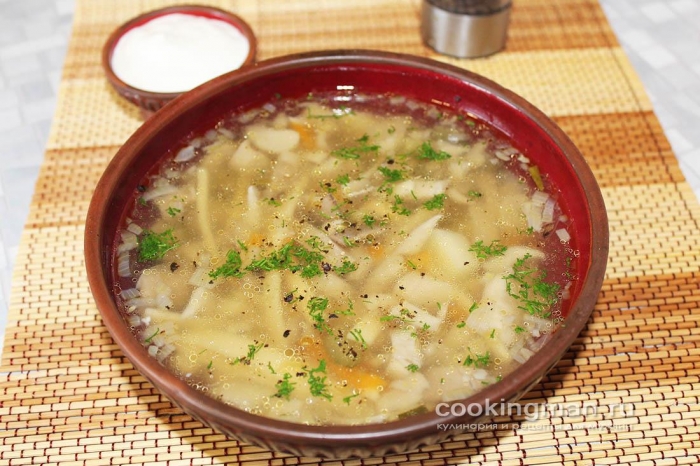 Фото постного грибного супа из вешенок и домашней лапши