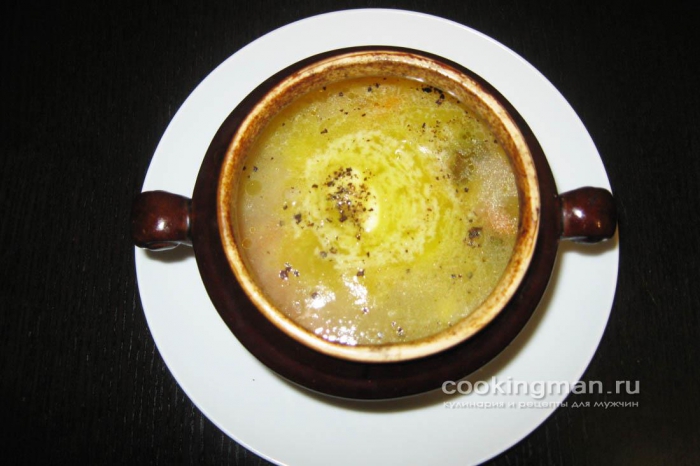 Фото суп из осетрины в горшочках