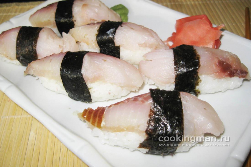 Фото суши с копченым омулем