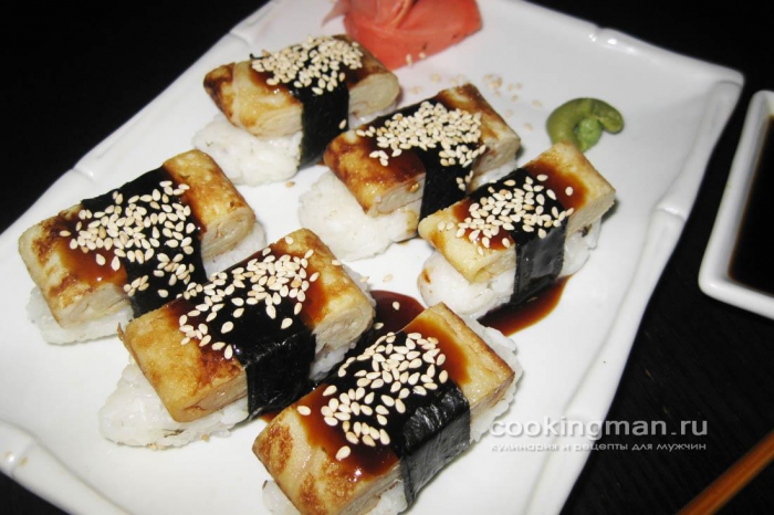 Фото суши с японским омлетом 