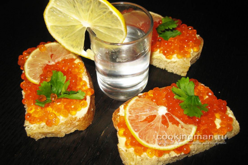Фото бутербродов с красной икрой и лимоном