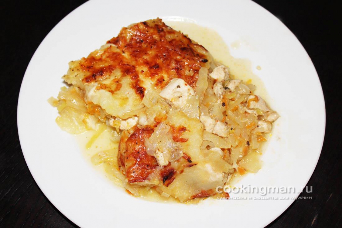 Картофельная запеканка с курицей и помидорами — рецепт с фото пошагово