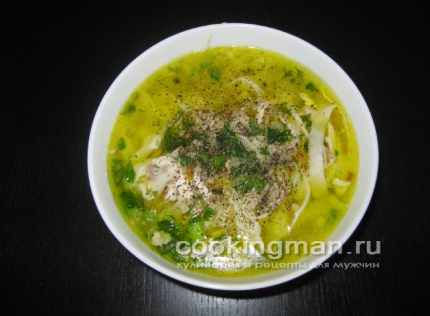Фото куриного супа с яичной домашней лапшой